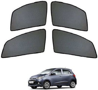 AuTO ADDiCT Side Window, Rear Window Sun Shade For Hyundai Grand i10(Black)