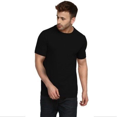 Tap in Solid Men Round Neck Black T-Shirt