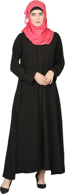 Nazneen Polyester Solid Abaya(Black)