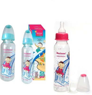 Morisons Designer Feeding bottle with nipple pack of 3 - 250 ml(Multicolor)