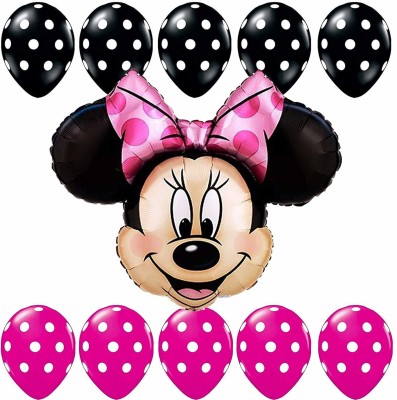 Masti Zone Printed Pack of 3 Minnie Mouse Foil Balloons Balloon(Black, Pink, Pack of 63)