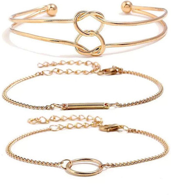 Shining Diva Alloy Gold-plated Bracelet Set(Pack of 3)