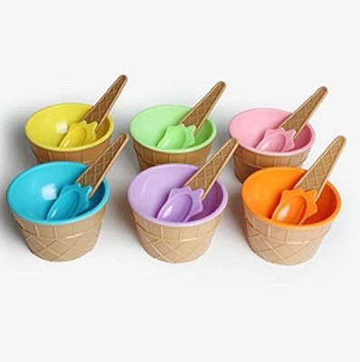 Dreamshop Plastic Dessert Bowl 6 pcs Ice Cream Bowl(Pack of 6, Multicolor)