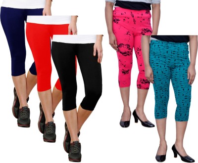 IndiWeaves Women Red, Green, Blue, Black Capri