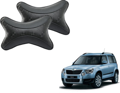 MOCKHE Black Cotton Car Pillow Cushion for Skoda(Rectangular, Pack of 2)