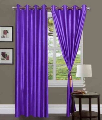 Styletex 273 cm (9 ft) Polyester Semi Transparent Long Door Curtain (Pack Of 2)(Solid, Purple)