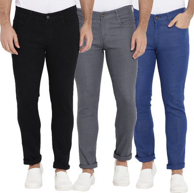 Dais Skinny Men Light Blue, Black, Grey Jeans(Pack of 3) Dais Skinny Men Light Blue, Black, Grey Jeans(Pack of 3)