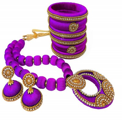 ambal Dori Purple, Gold, White Jewellery Set(Pack of 1)