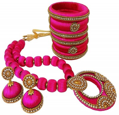 ambal Dori Pink, Gold, White Jewellery Set(Pack of 1)