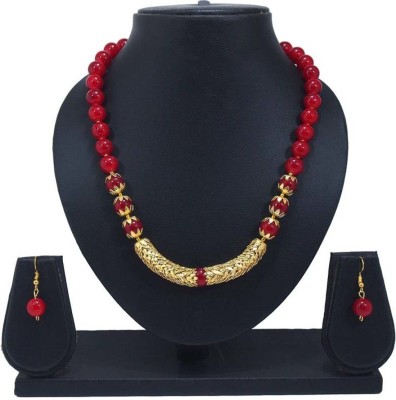 BJ JEWEL Alloy Gold-plated Red, Gold Jewellery Set(Pack of 1)