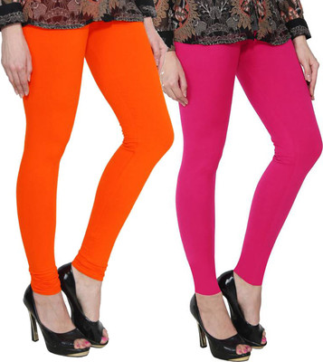Clarita Churidar  Ethnic Wear Legging(Pink, Orange, Solid)