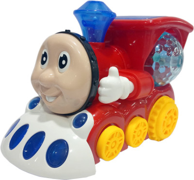 Miss & Chief Musical Bump and Go Smiley Train with Flasing Lights(Red)