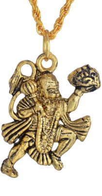 Morvi Gold Plated Brass Flying Lord Hanuman Bala ji Bajrang bali Brass Chain Pendant Necklace Jewellery Gold-plated Brass Pendant