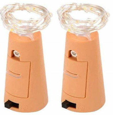 SANCTUM Bottle Cork Led 20 LEDs 2 m Yellow Steady Bottle Rice Lights(Pack of 2)