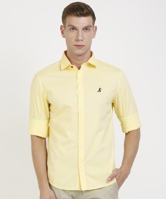 TRUE BLUE Men Solid Casual Yellow Shirt