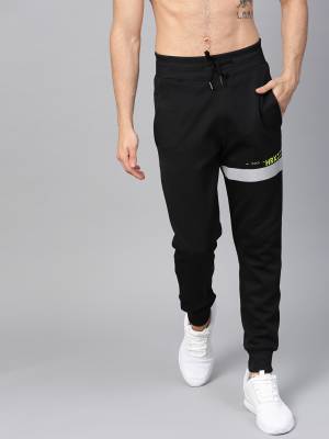 Solid Men Black Track Pants