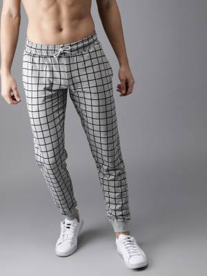 HERE&NOW Checkered Men Black, Grey Track Pants