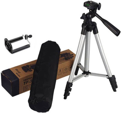 Zeom ™ Tripod 3110 Portable & Foldable Camera & Mobile Tripod with Mobile Clip Holder Bracket Fully Flexible Mount Cum Tripod Stand with Three-Dimensional Head & Quick Release Plate Tripod (Silver, Black, Supports Up to 1500 g) Tripod(Black, Silver, Supports Up to 1500 g)