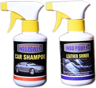 INDOPOWER LEATHER SHINER GUN 250ml.+CAR SHAMPOO GUN 250ml. COL156 Vehicle Interior Cleaner(500 g)