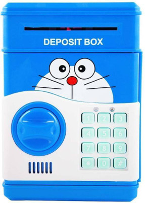 Toyvala Smart Electronic Money Safe ATM for Coin/Note Safe with Locker Coin Bank(Blue)