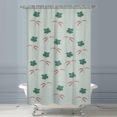 E-Retailer 213 cm (7 ft) PVC Semi Transparent Shower Curtain Single Curtain(Floral, Green)