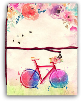 alDivo Handmade Diary Notebook With Colourful Bicycle Design Printed Cover A5 Diary Unruled 160 Pages(Pink)