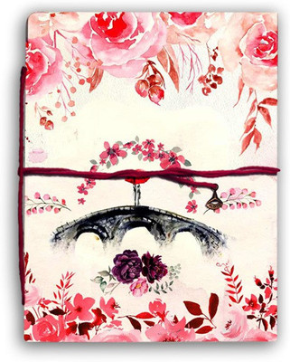 alDivo Handmade Diary Notebook With Romance On The Bridge Design Printed Cover A5 Diary Unruled 160 Pages(Pink)