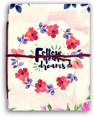 alDivo Handmade Diary Notebook With Follow Your Dreams Printed Cover Design A5 Diary Unruled 160 Pages(Pink)