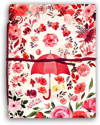 alDivo Handmade Diary Notebook With Lovely Flower and Umbrella Design Printed Cover A5 Diary Unruled 160 Pages(Pink)