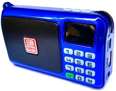 

CRETO Mini Fm Radio SM-53 USB/AUX/TF Card Player with LED Torch FM Radio(Blue)