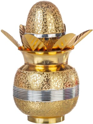 INTERNATIONAL GIFT Gold Plated Kalash with Blue Velvet Box Brass Kalash(Height: 18 inch, Gold)