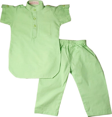 harshvardhanmart Boys Festive & Party Kurta and Pyjama Set(Light Green Pack of 1)