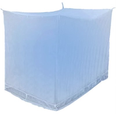 ANS Polyester Adults Washable mosquito net 4 x6.5 ft Blue polycotton (cotton Border) Mosquito Net(Blue, Bed Box)