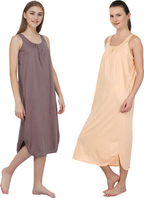 Blazon Women Nighty(Grey, Beige)