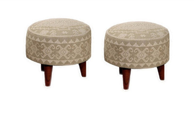 NestRoots Solid Wood Standard Ottoman(Finish Color - Grey)