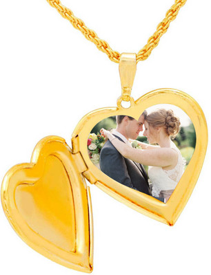 Morvi 24KT 1 Micron Lovely Heartshape Mini Size Heart love in Forever Photo Moment Pendant Locket Gold-plated Brass Pendant