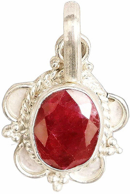 RUDRA DIVINE 7.25 Ratti Ruby Pendant/Locket (Maanik/Manikya Stone Silver Pendant) Ruby Stone Pendant