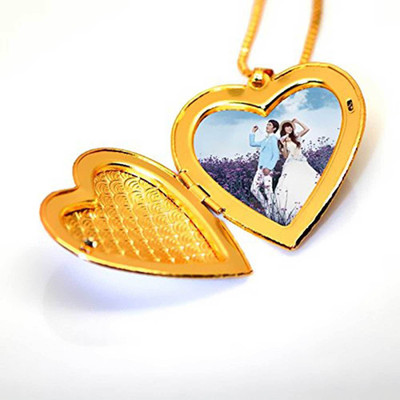 Morvi 24KT 1 Micron Lovely Heartshape Mini Size Heart love in Forever Photo Moment Pendant Locket Gold-plated Brass Pendant