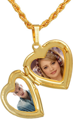 Morvi 24KT 1 Micron Lovely Heartshape Mini Size Heart love in Forever Photo Moment Pendant Locket Gold-plated Brass Pendant