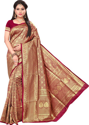 manvaa Embellished Banarasi Silk Blend Saree(Maroon)