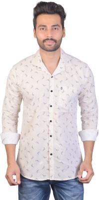 Cousin's Men Printed Casual White, Blue, Yellow Shirt