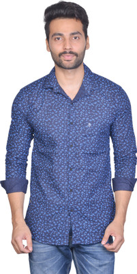 Cousin's Men Printed Casual Dark Blue Shirt
