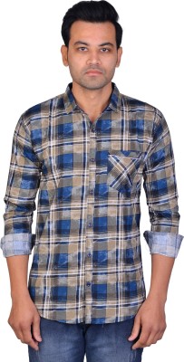 La Milano Men Checkered Casual Blue, Brown Shirt