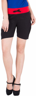 FeelBlue Color Block Women Black Sports Shorts