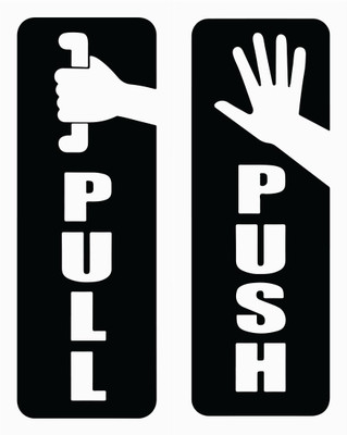 100yellow 20.32 cm push pull Self Adhesive Sticker(Pack of 2)