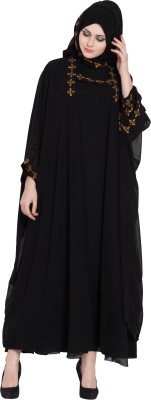 MRC Polyester Solid Abaya With Hijab(Black)