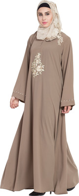 MRC Polyester Solid Abaya With Hijab(Beige)