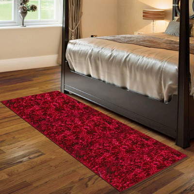 YAZLYN COLLECTION Maroon Polyester Runner(2 ft,  X 5 ft, Rectangle)