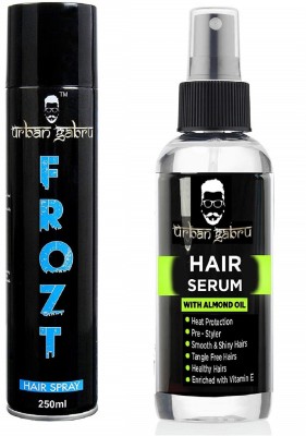 urbangabru Hair Styling Combo Kit - Frozt Hair Spray, 250ml + Hair Serum, 100ml(2 Items in the set)