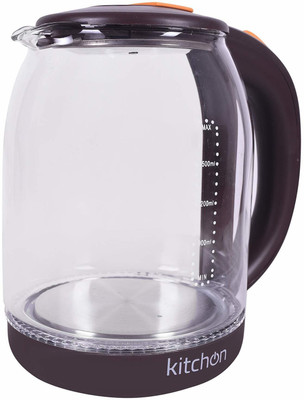

kitchon GLASS KETTLE 1.8L 1500W CORDLESS AUTOMATIC Electric Kettle(1.8 L, TRANSPARENT, CHERRY COLOUR)